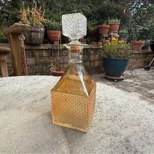 VTG Old Forester Decanter Marigold Carnival Diamond Hobnail Glass EUC